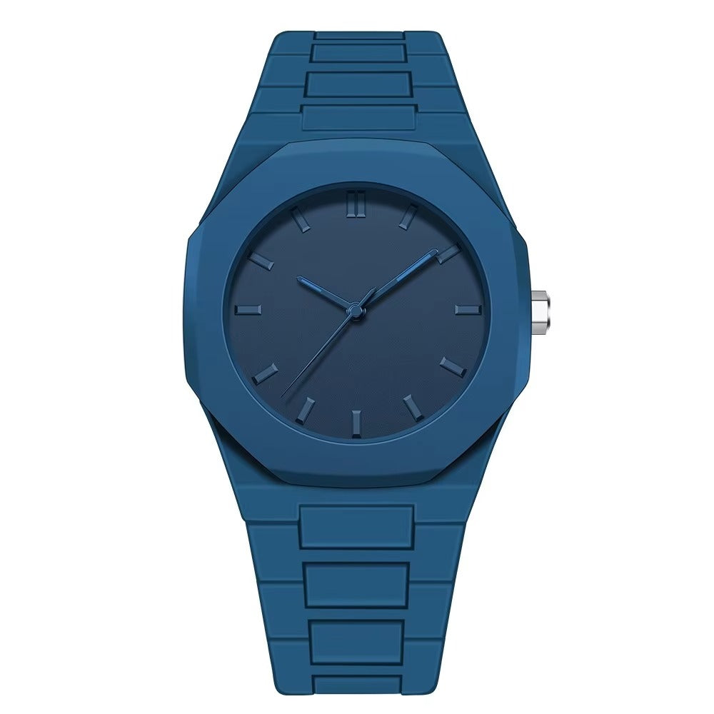 Elegant Minimalist Watch with Eastern Arabic Numerals & Integrated Octagonal Bezel Case - Modern Architectural Style Unisex Timepiece ( blue )
