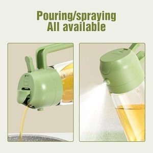 2 in 1 Glass Oil Sprayer and Dispenser, Sprayable and Pourable Oil Bottle 500 ml Random color