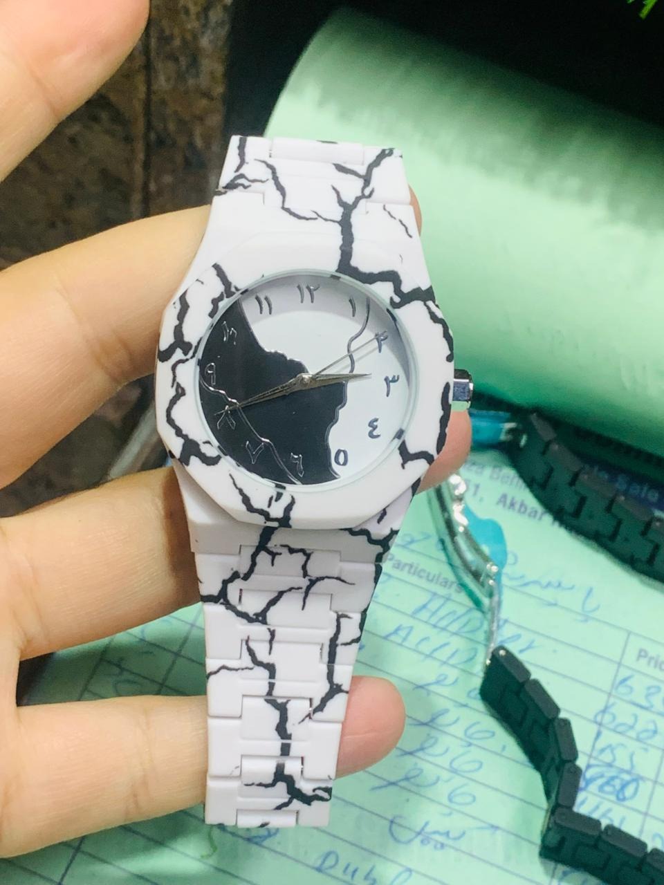 White & Black Minimalist Watch with Arabic Numerals | Durable Resin Strap, Octagonal Bezel, Unisex Luxury Aesthetic Timepiece for Casual & Formal Wear - Limited Edition Series