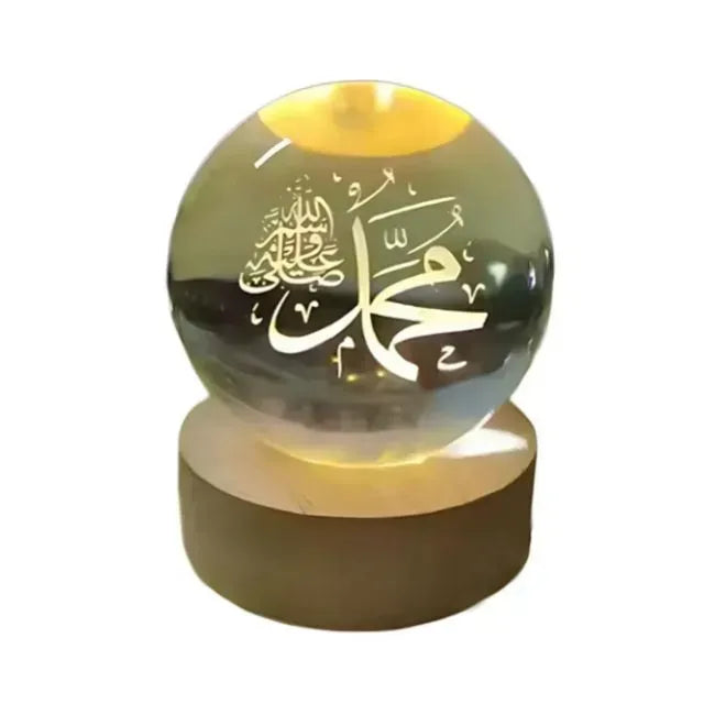 Crystal Ball 3D Arabic Night Lamp – Islamic Table Light For Prayer Rooms, Home Decor, And Gifting