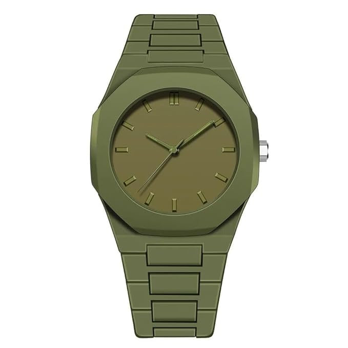 Elegant Minimalist Watch with Eastern Arabic Numerals  - Modern Architectural Style Unisex Timepiece ( Green ) FREE DELIVERY