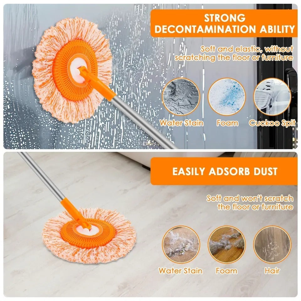 360° Rotating Microfiber Mop | Round Shape | Extendable Adjustable Stick | Floor Cleaning Accessories for Home