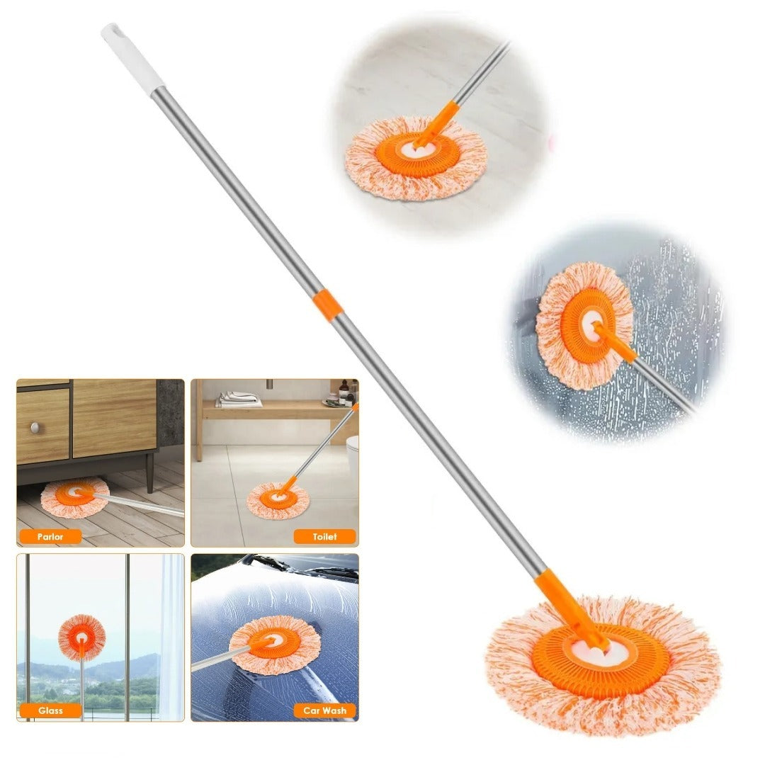 360° Rotating Microfiber Mop | Round Shape | Extendable Adjustable Stick | Floor Cleaning Accessories for Home